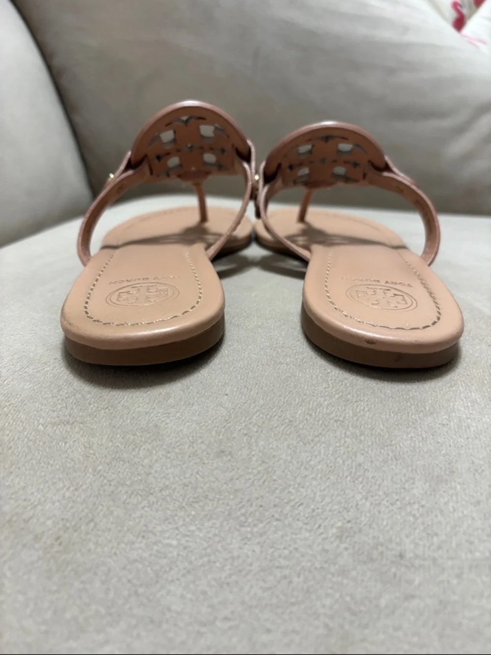 Tory Burch Nude Blush Logo Thong Sandals - Picture 3 of 11